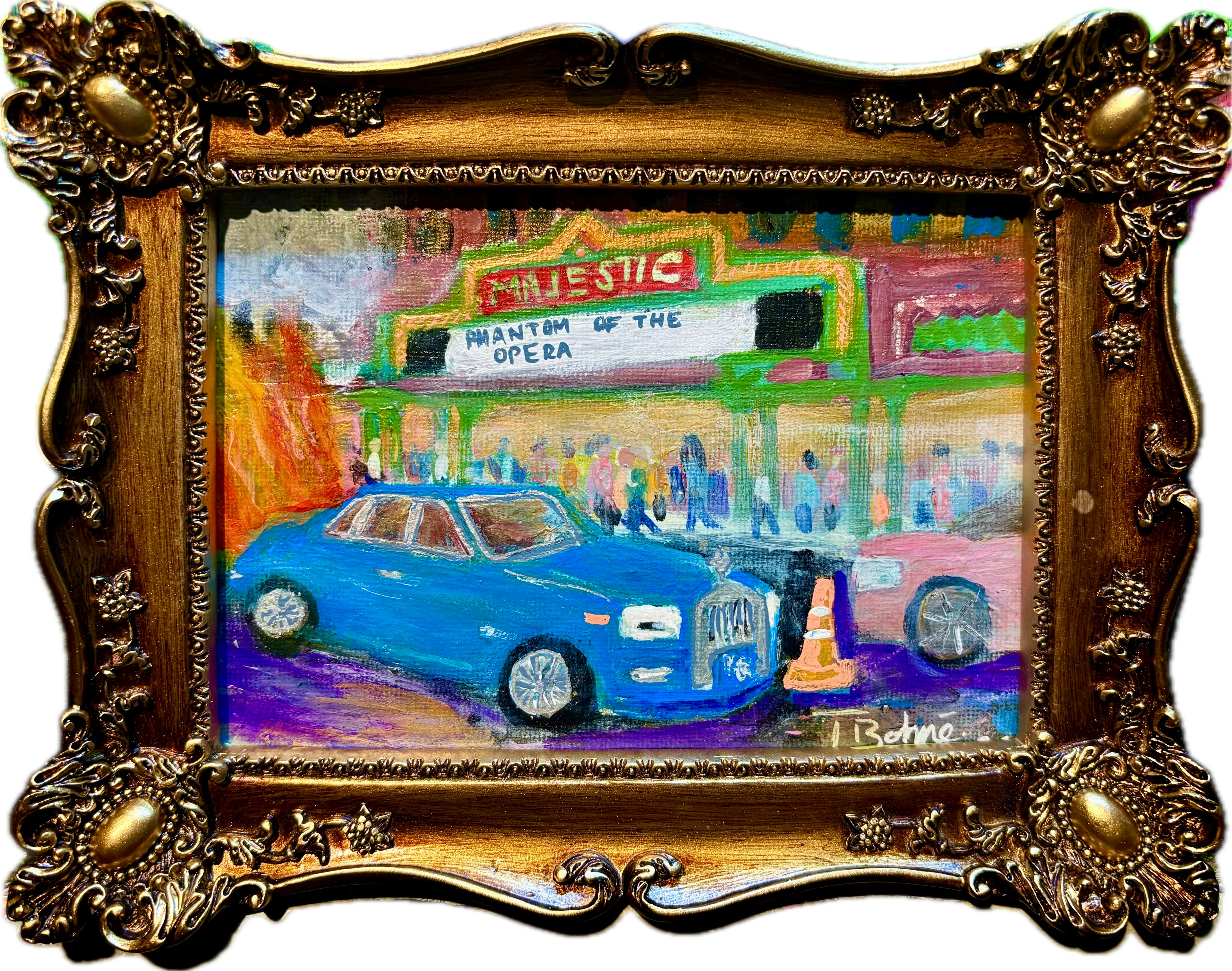 “Rholls Royce Phantom of the Opera”5”x7” Original Acrylic Painting in Frame by Taylor Etienne Bohné